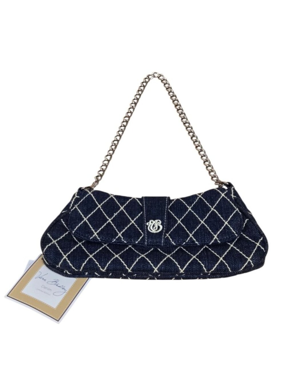 Vera Bradley Limited Edition Olivia Denim Hobo Shoulder Bag Quilted Top Stitch